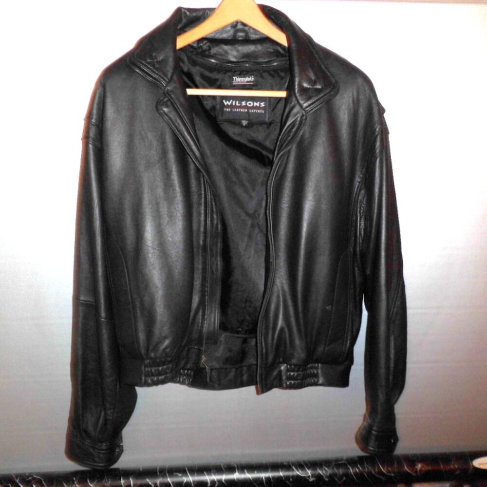 Wilson's Leather Jacket Mens M Black Thinsulate Lined Zip Pristine Used/Nev Worn
